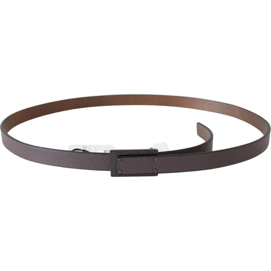 Costume National Elegant Dark Brown Leather Belt Belt Costume National Dark Olive Green