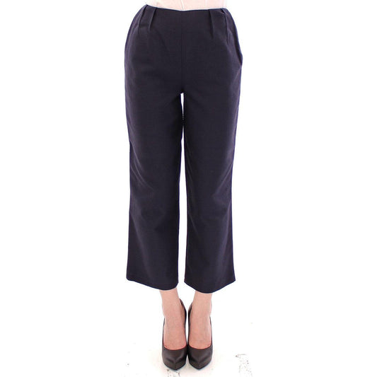 Andrea Incontri Chic Cropped Blue Pants - Exquisite Craftsmanship Andrea Incontri Dark Slate Gray
