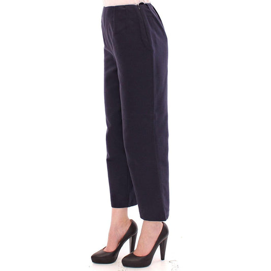 Andrea Incontri Chic Cropped Blue Pants - Exquisite Craftsmanship Andrea Incontri Dark Slate Gray