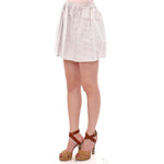 Andrea Incontri White Cotton Checkered Stretch Skirt