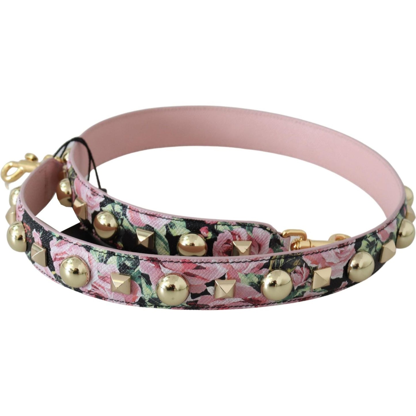 Dolce & Gabbana Pink Floral Gold Studs Bag Accessory Shoulder Strap