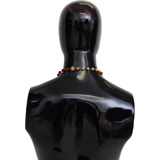 Dolce & Gabbana Elegant Red Crystal Gold-Plated Necklace Necklace Dolce & Gabbana Black