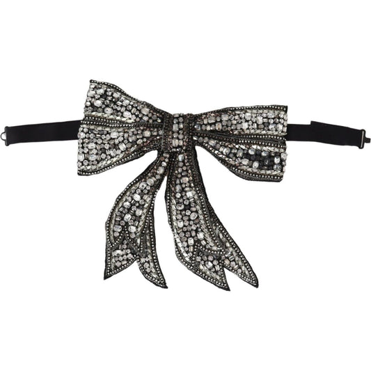 Dolce & Gabbana Crystal-Embellished Silk Bowtie - Silver Elegance Necklace Dolce & Gabbana Dark Slate Gray