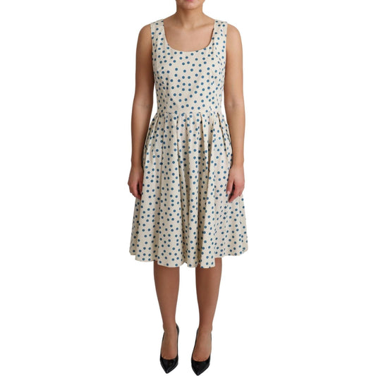 Dolce & Gabbana Elegant Beige Polka Dot A-Line Sleeveless Dress Dresses Dolce & Gabbana Rosy Brown