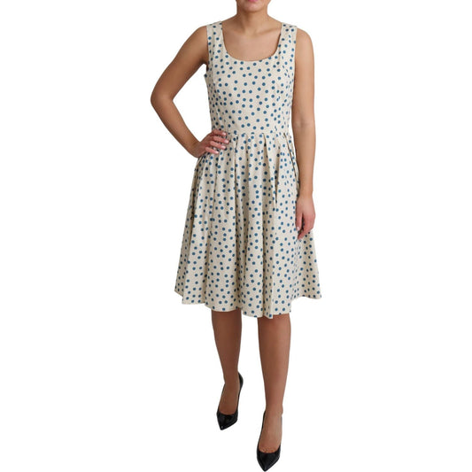 Dolce & Gabbana Elegant Beige Polka Dot A-Line Sleeveless Dress Dresses Dolce & Gabbana Rosy Brown