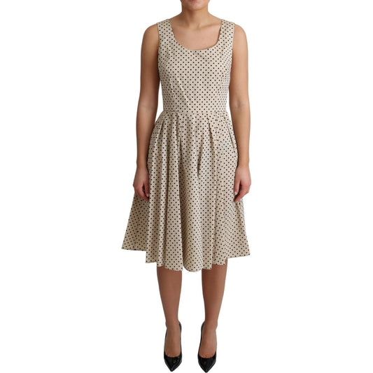 Dolce & Gabbana Elegant Polka Dot Sleeveless A-Line Dress Dresses Dolce & Gabbana Rosy Brown