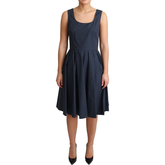 Dolce & Gabbana Elegant Polka-Dotted Blue A-Line Dress Dolce & Gabbana Rosy Brown