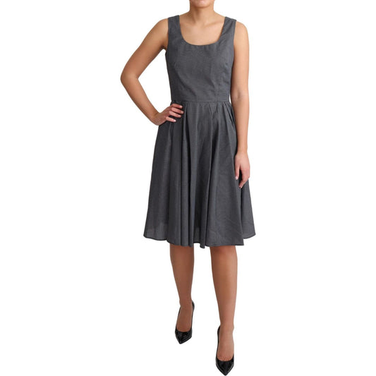 Dolce & Gabbana Elegant Sleeveless Polka Dot A-Line Dress Dolce & Gabbana Dark Slate Gray