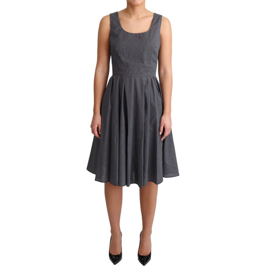 Dolce & Gabbana Elegant Sleeveless Polka Dot A-Line Dress Dolce & Gabbana Dark Slate Gray