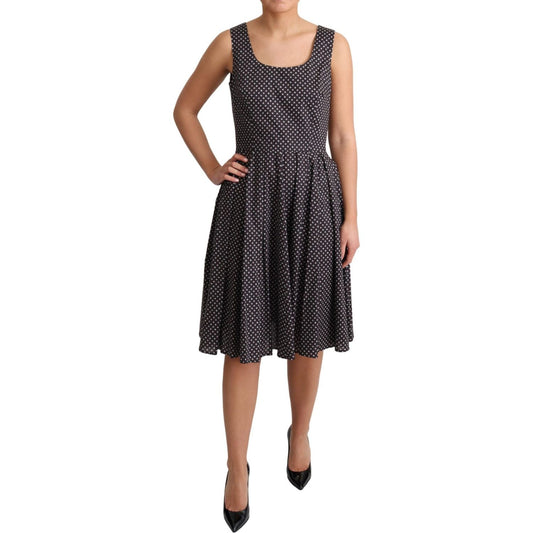 Dolce & Gabbana Elegant Floral A-Line Sleeveless Dress Dresses Dolce & Gabbana Dark Slate Gray