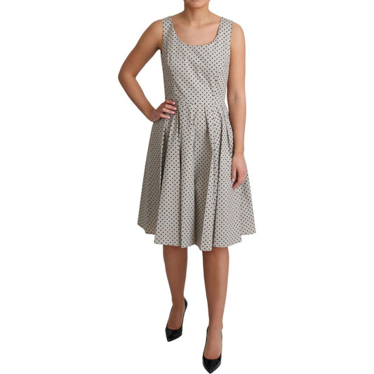 Dolce & Gabbana Polka-Dotted Beige Sleeveless A-line Dress Dresses Dolce & Gabbana Rosy Brown