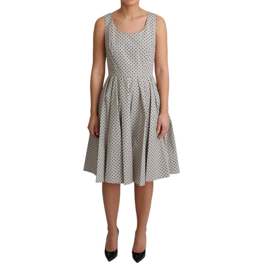 Dolce & Gabbana Polka-Dotted Beige Sleeveless A-line Dress Dresses Dolce & Gabbana Rosy Brown