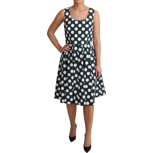 Dolce & Gabbana Chic Polka Dot A-line Sleeveless Dress Dolce & Gabbana Tan