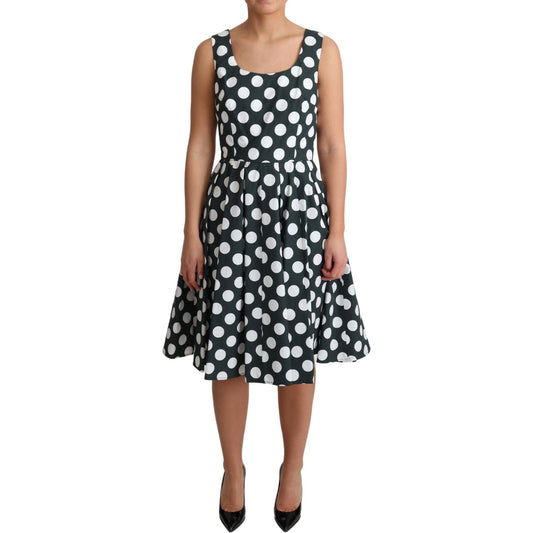Dolce & Gabbana Chic Polka Dot A-line Sleeveless Dress Dolce & Gabbana Tan