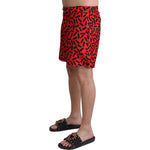 Dolce & Gabbana Red Patterned Beachwear Shorts Swimwear
