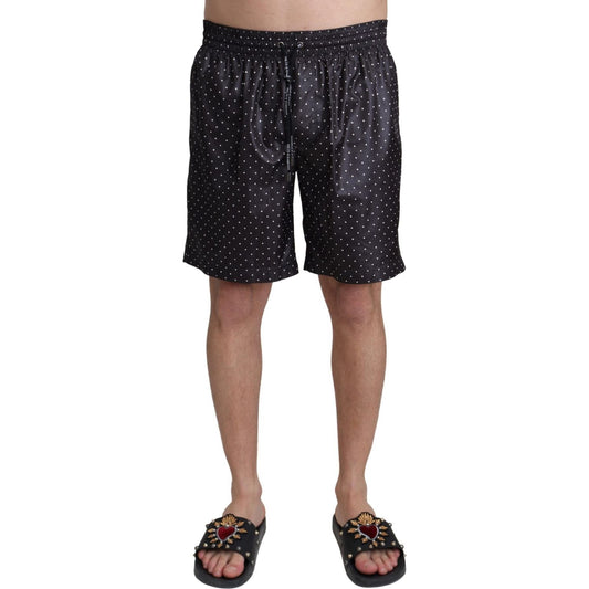Dolce & Gabbana Chic Black Polka Dot Men's Swim Trunks Dolce & Gabbana Rosy Brown