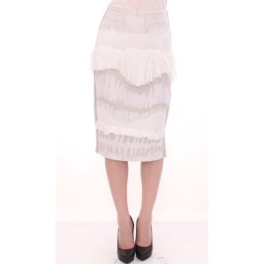 Arzu Kaprol Elegant Pencil Skirt in White and Gray Tones Arzu Kaprol Misty Rose