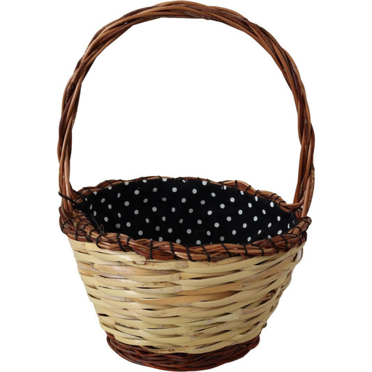 Dolce & Gabbana Chic Beige Wicker Basket Tote Bag Dolce & Gabbana Dark Slate Gray