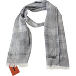 Missoni Gray Floral Wool Unisex Neck Wrap Fringes Scarf