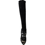 Dolce & Gabbana Black Taormina Lace Socks Boots Shoes Pumps