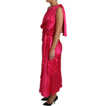 Dolce & Gabbana Dress Pink Fitted Cut One Shoulder Midi Dress