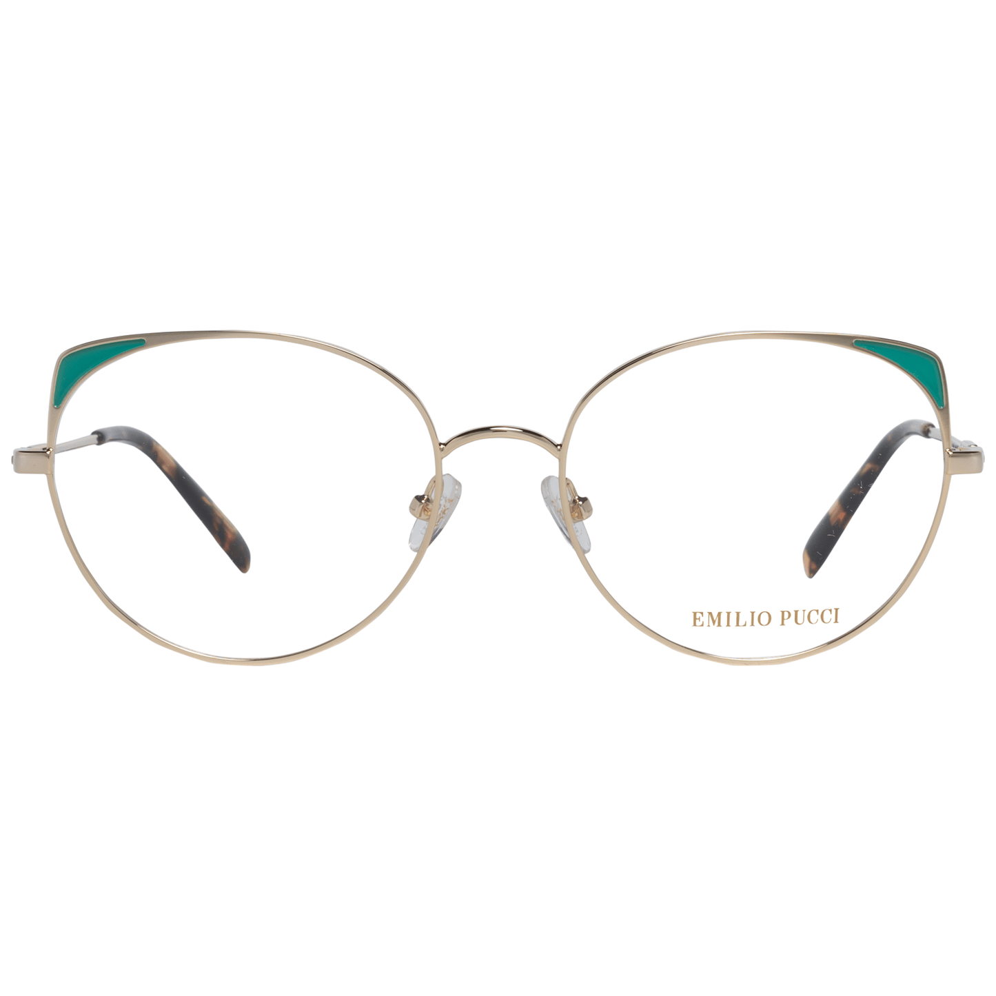 Emilio Pucci Gold Metal Glasses (Frames) for women with full-rim design and 54mm lenses, featuring a gold metal frame.