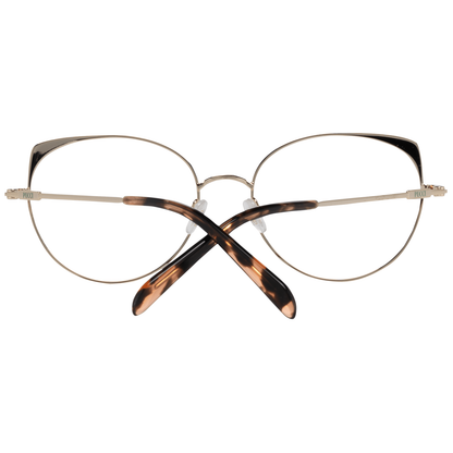 Emilio Pucci Gold Metal Glasses (Frames) for women, full-rim style with tortoiseshell temples, 54mm lens width, 46mm height.