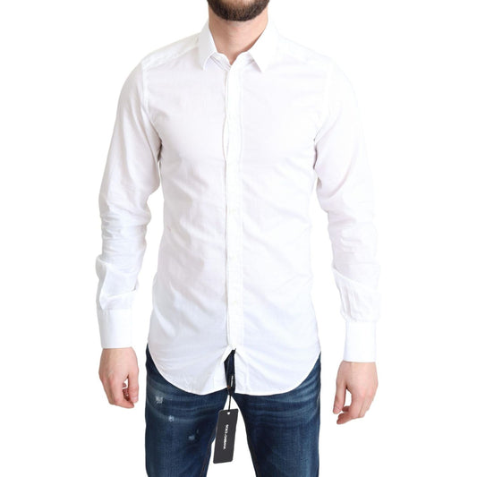 Dolce & Gabbana Elegant White Cotton Dress Shirt Slim Fit Dolce & Gabbana Dark Slate Gray