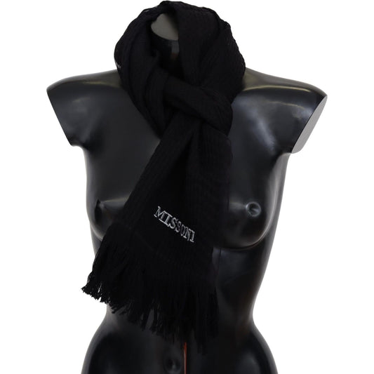 Missoni Black Wool Unisex Neck Warmer Wrap Scarf