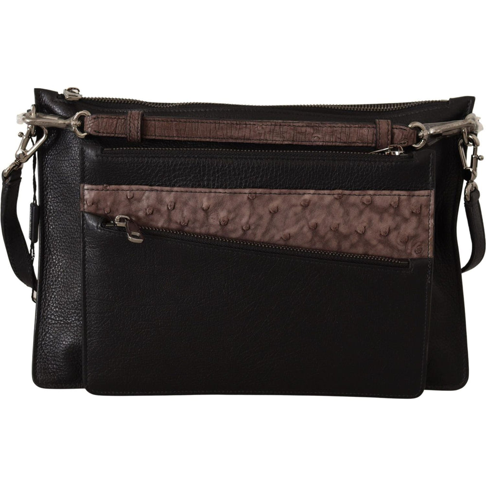 Dolce & Gabbana Black Exotic Leather Shoulder Sling Alta Sartoria Bag
