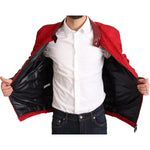 Dolce & Gabbana Red Brocade Bomber Gold Crown Logo Coat Jacket