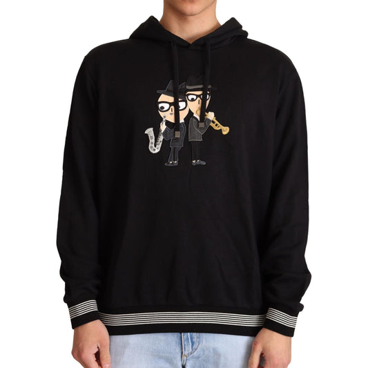 Dolce & Gabbana Elegant Embroidered Black Cotton Sweater Dolce & Gabbana Black