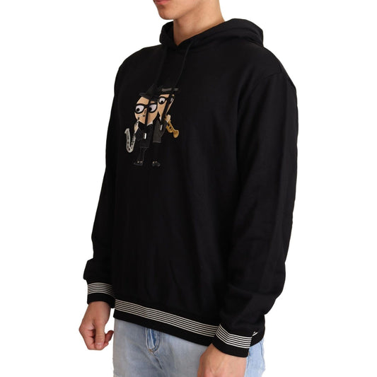 Dolce & Gabbana Elegant Embroidered Black Cotton Sweater Dolce & Gabbana Black