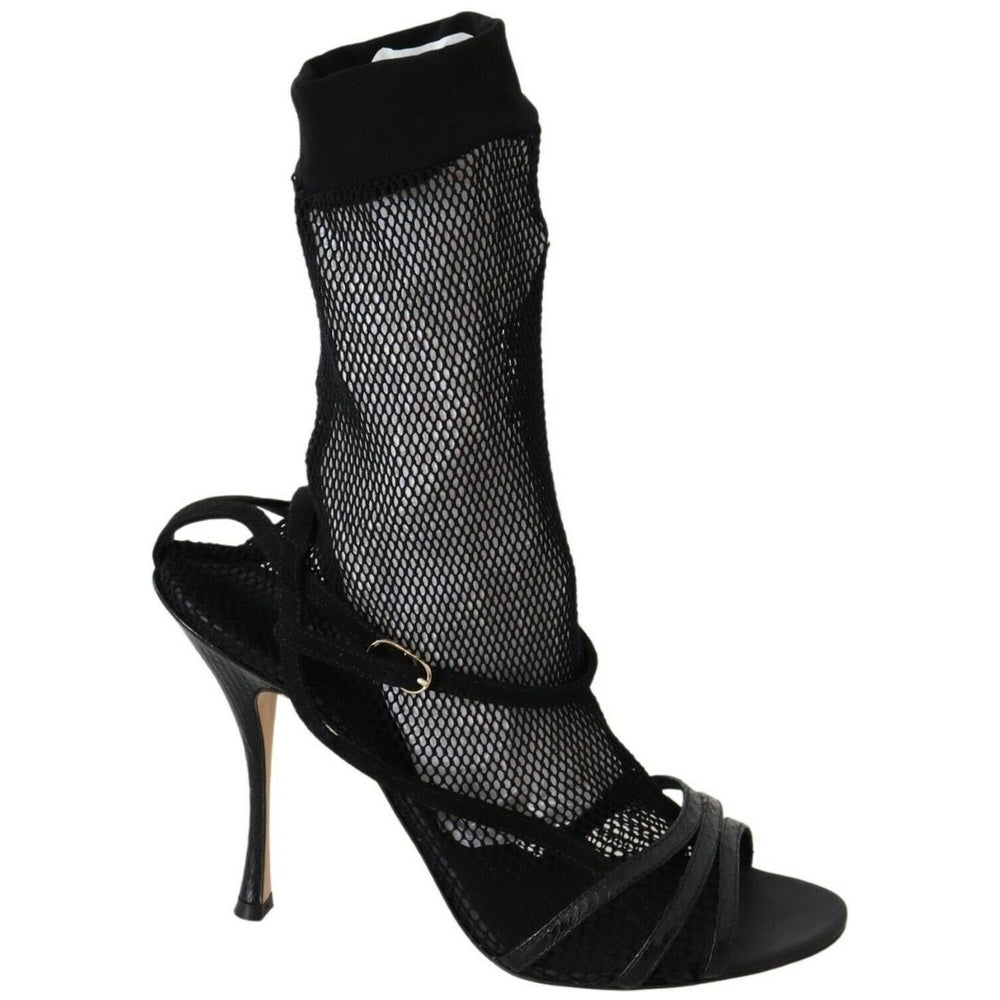 Dolce & Gabbana Black Suede Short Boots Sandals Shoes WOMAN SANDALS