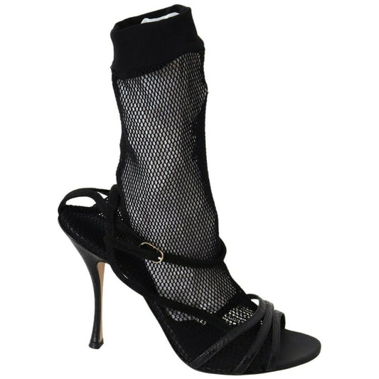 Dolce & Gabbana Black Suede Short Boots Sandals Shoes WOMAN SANDALS