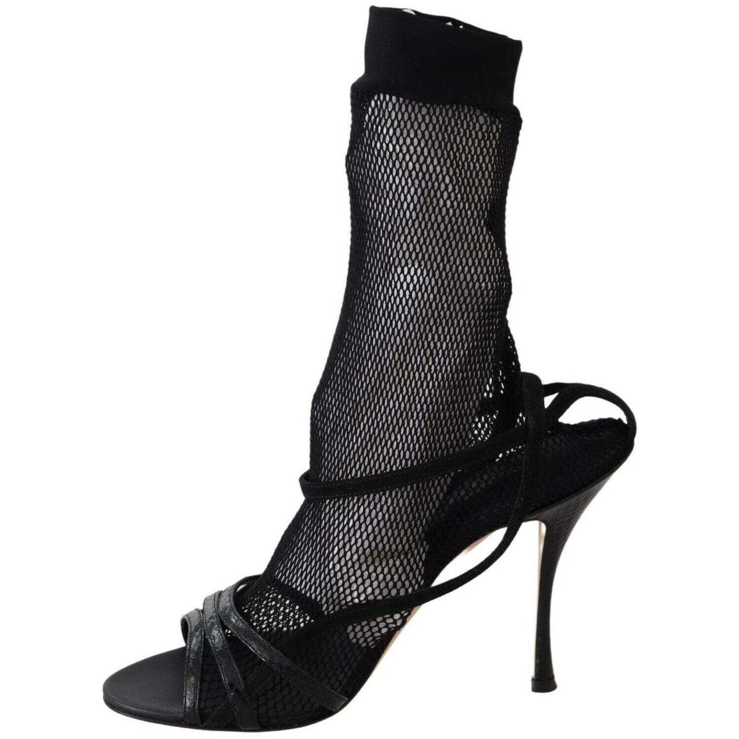 Dolce & Gabbana Black Suede Short Boots Sandals Shoes WOMAN SANDALS