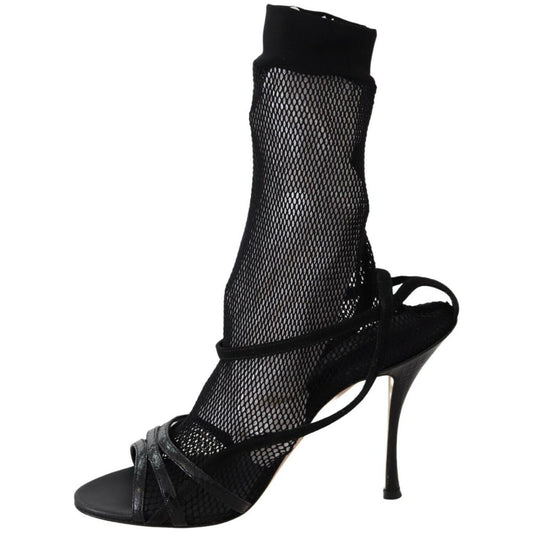 Dolce & Gabbana Black Suede Short Boots Sandals Shoes WOMAN SANDALS