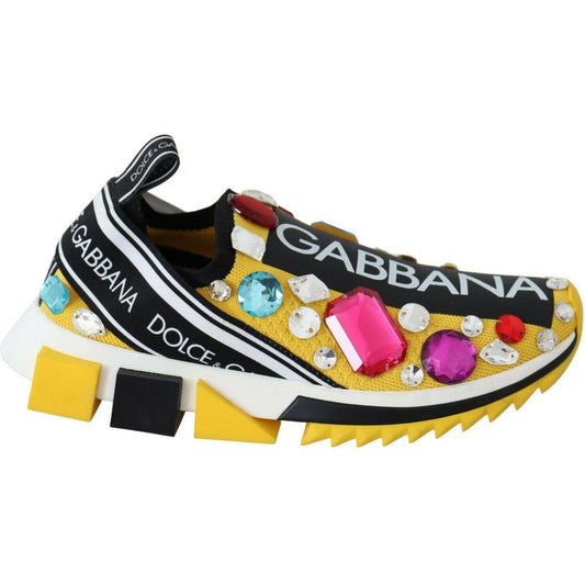 Dolce & Gabbana Embellished Yellow Sorrento Sneakers Dolce & Gabbana Light Gray