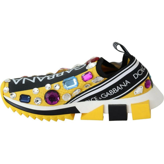 Dolce & Gabbana Embellished Yellow Sorrento Sneakers Dolce & Gabbana Light Gray
