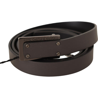 Costume National Dark Brown Leather Logo Buckle Belt MAN BELTS