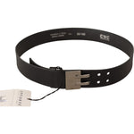 Costume National Black Leather Silver Buckle Waist Belt WOMAN BELTS