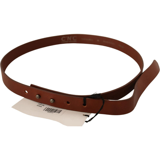 Costume National Elegant Brown Leather Fashion Belt WOMAN BELTS Costume National Saddle Brown