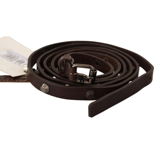 Costume National Chic Brown Leather Fashion Belt with Silver Buckle Costume National Black