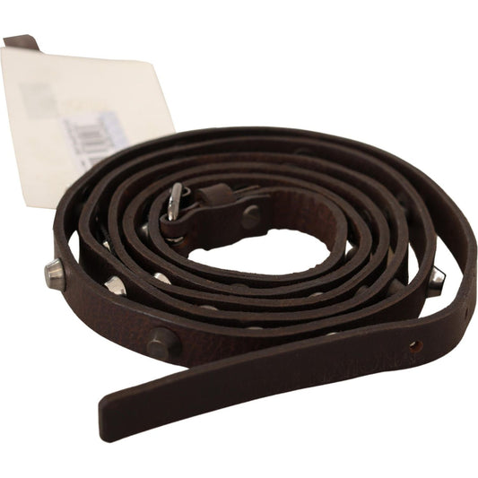 Costume National Chic Brown Leather Fashion Belt with Silver Buckle Costume National Black