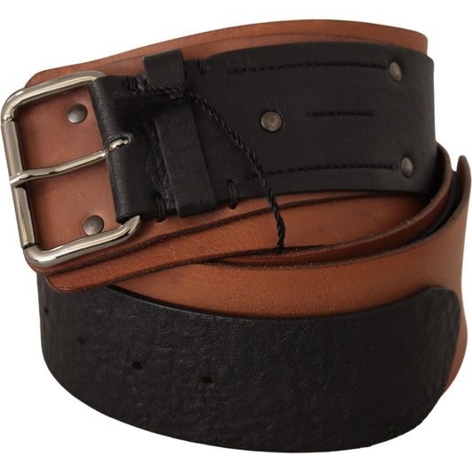 Costume National Elegant Dual-Tone Leather Fashion Belt WOMAN BELTS Costume National Black