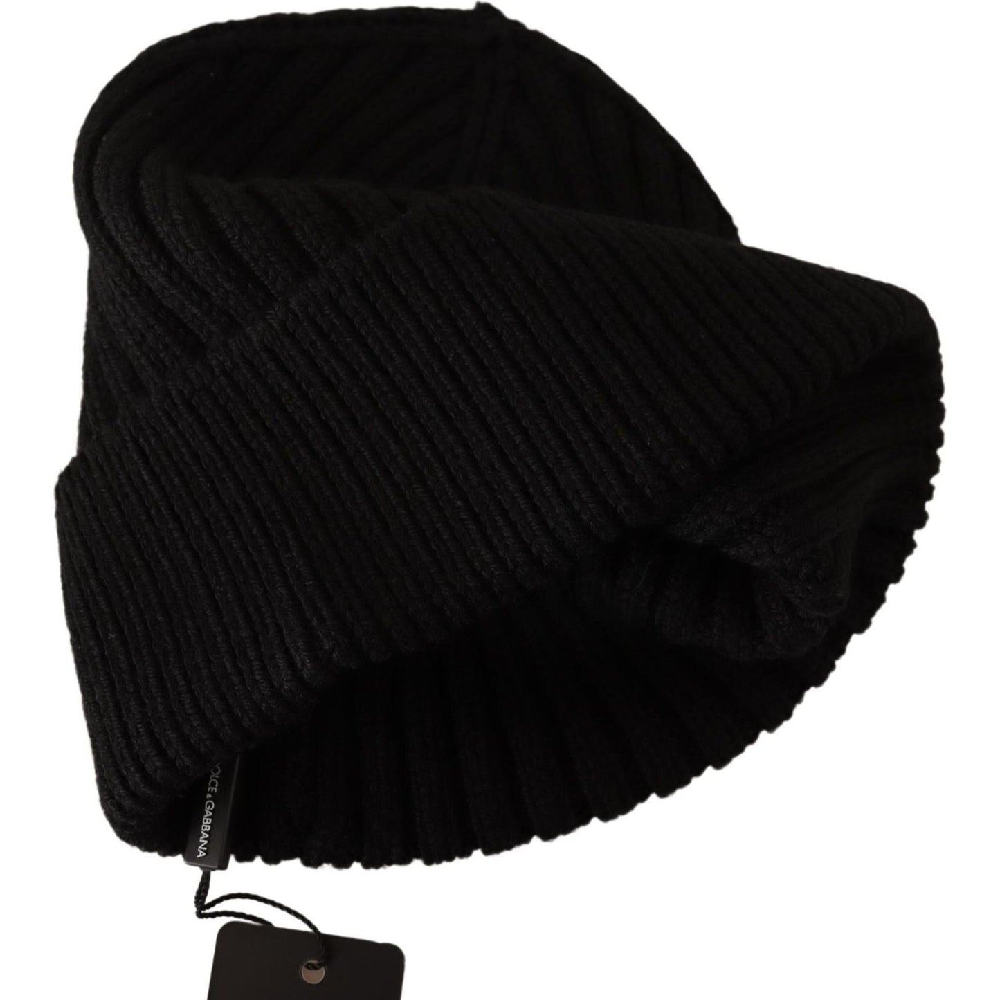 Dolce & Gabbana Black Wool Knit Women Winter Hat Beanie Hat