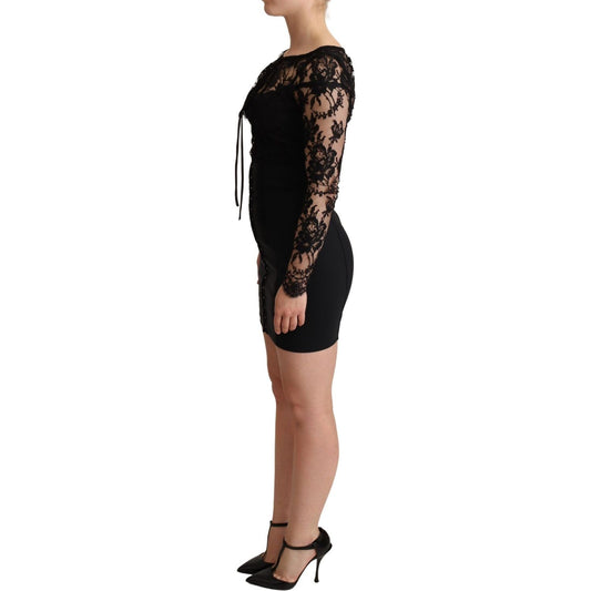 Dolce & Gabbana Black Fitted Lace Top Bodycon Mini Dress DR2734-36
