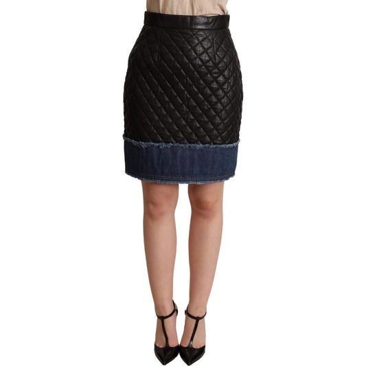 Dolce & Gabbana Black Quilted Leather Mini Skirts WOMAN SKIRTS