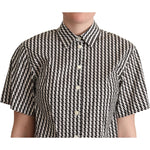 Dolce & Gabbana White Black Fantasy Pattern Shirt
