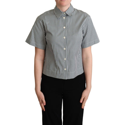 Dolce & Gabbana Elegant Checkered Cotton Polo Top Dolce & Gabbana Gray